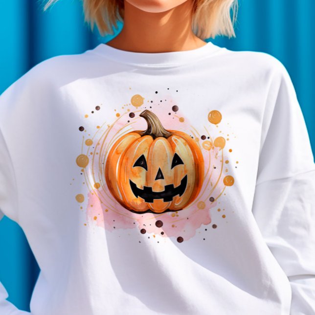 Sweatshirt Aquarelle Citrouille d'Halloween (Créateur téléchargé)