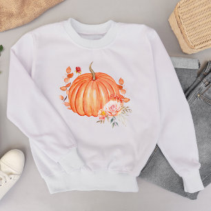Sweatshirt Aquarelle Citrouille et Florales d'Automne
