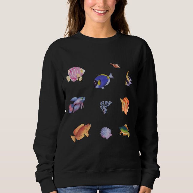 Sweatshirt Aquarelle colorée Poisson tropical (Devant)