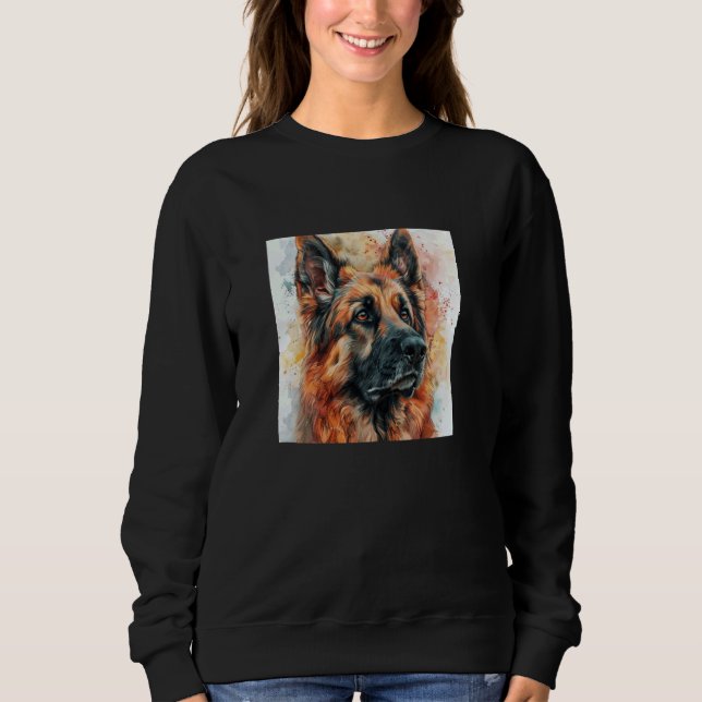 Sweatshirt Aquarelle couleur berger allemand graphique (Devant)
