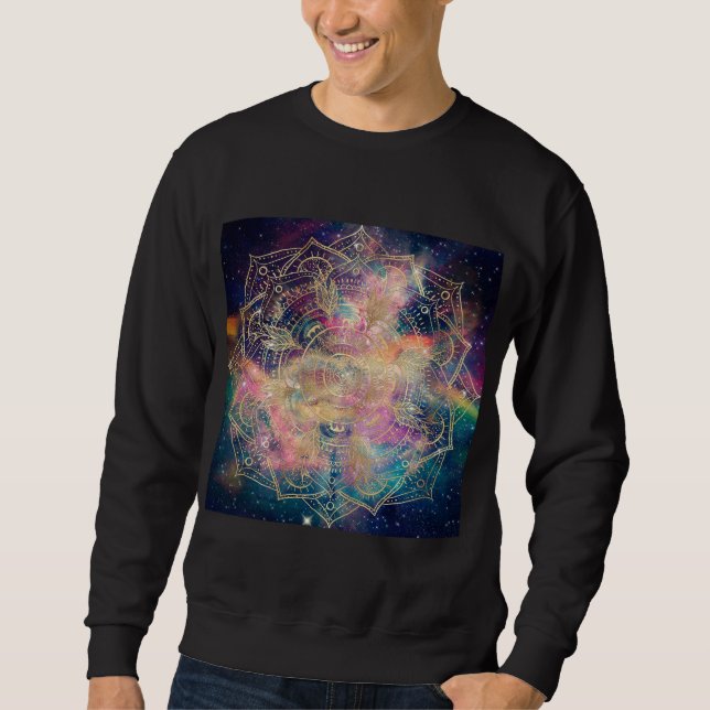 Sweatshirt Aquarelle couleur Mandala or élégant Nebula (Devant)