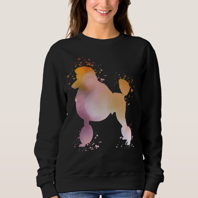 Sweatshirt Aquarelle de caniche Silhouette foncé (Devant)