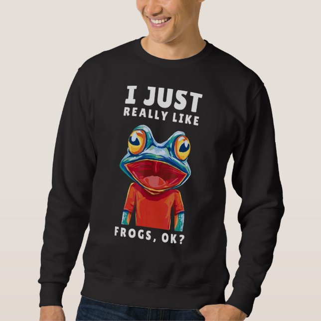 Sweatshirt Aquarelle De Grenouille Fou Douce J'Aime Vraiment  (Devant)