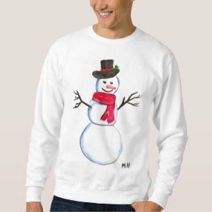 Sweatshirt Aquarelle de neige Retro Face Snowmen hiver