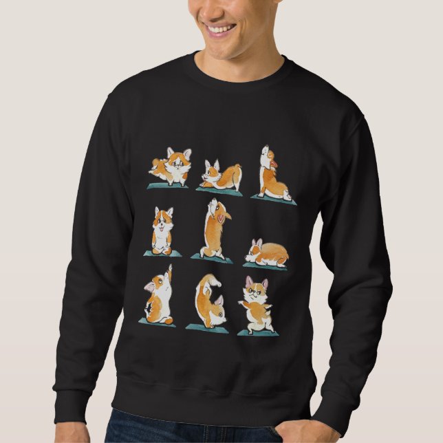 Sweatshirt Aquarelle de Yoga de Corgi (Devant)