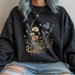 Sweatshirt Aquarelle fleur sauvage Cottagecore Jardin naturel