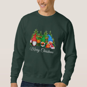 Sweatshirt Aquarelle Gnomes Joyeux Noël vert