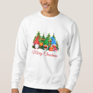 Sweatshirt Aquarelle Gnomes Rouge Joyeux Noël