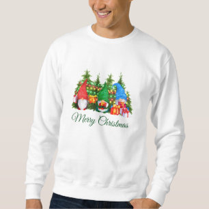 Sweatshirt Aquarelle Gnomes vert Joyeux Noël