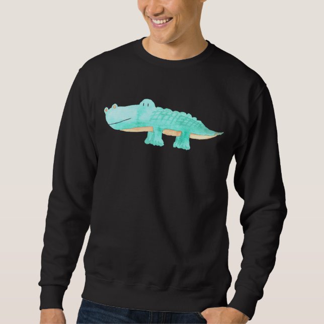Sweatshirt Aquarelle mignonne Alligator Unique Art animal (Devant)