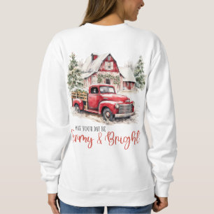 Sweatshirt Aquarelle Noël Vintage Camion et grange