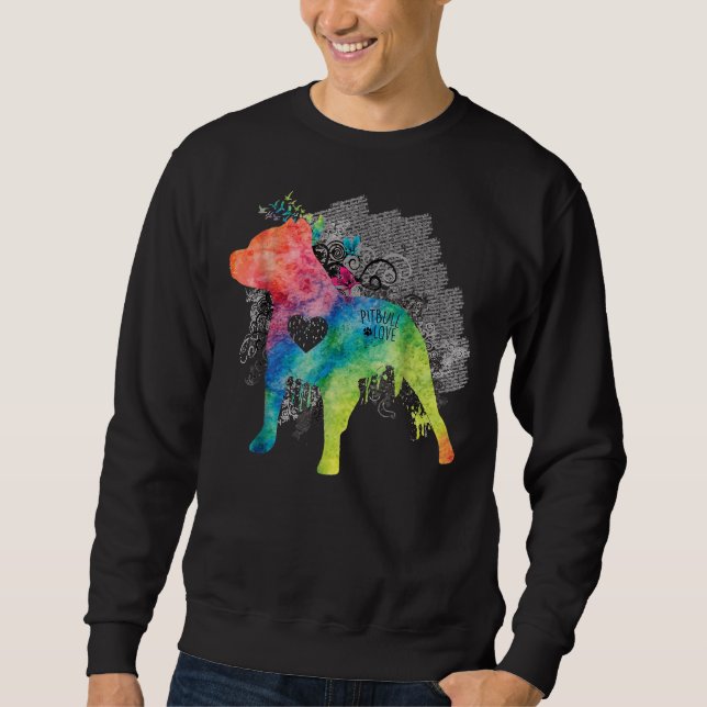 Sweatshirt Aquarelle Pitbull Love Zen Pit Bull (Devant)