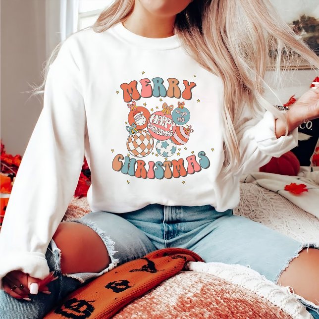 Sweatshirt Aquarelle Retro Joyeux Noël Père Noël (Créateur téléchargé)