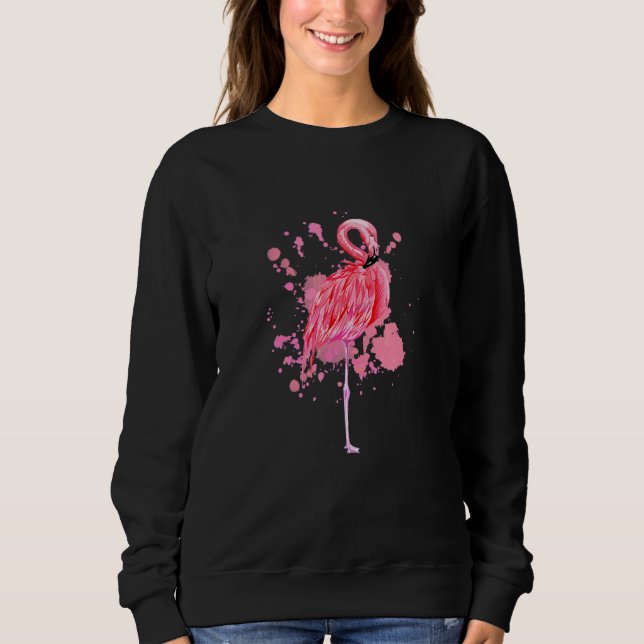 Sweatshirt Aquarelle rose Flamant rose Femmes Oiseaux (Devant)