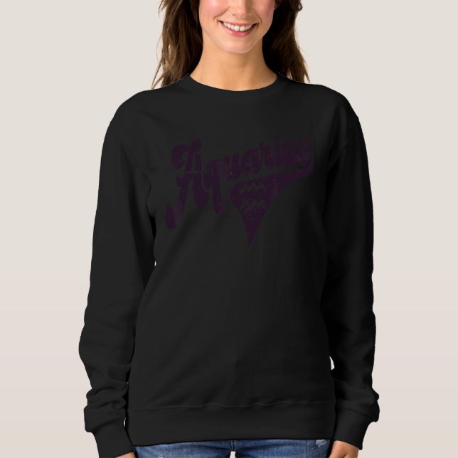 Sweatshirt Aquarius Retro Zodiac - Astrology - Horoscope, Aqu (Devant)