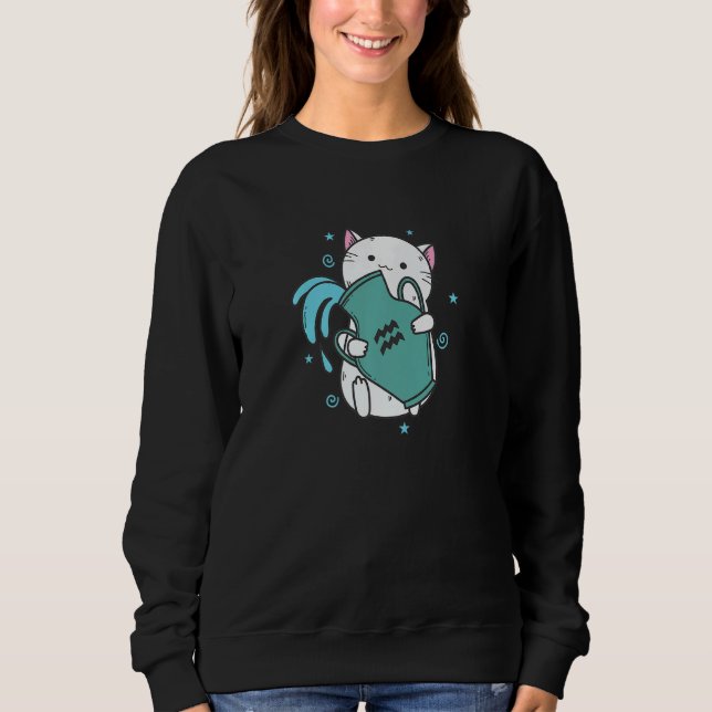 Sweatshirt Aquarius Zodiac Sign as a Cat Horoscope (Devant)