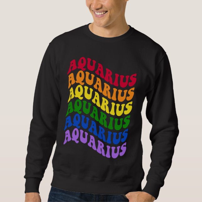 Sweatshirt Aquarius Zodiac Sign LGBT Gay Pride LGBTQ Rainbow  (Devant)