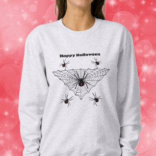 Sweatshirt Araignées noires de veuve d'Halloween dans Web Red