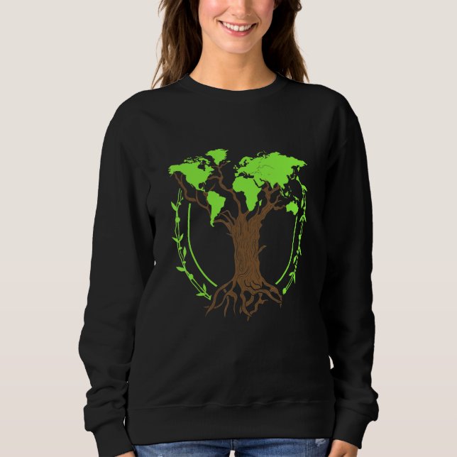 Sweatshirt Arboriste Gardener Tree Carte du monde Nature 3 (Devant)
