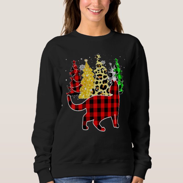 Sweatshirt Arbre à chat à carreaux de Noël Buffalo Pyjama Léo (Devant)