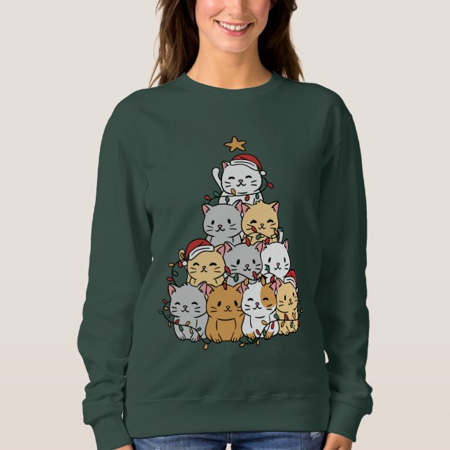 Sweatshirt Arbre de chats Xmas (Devant)