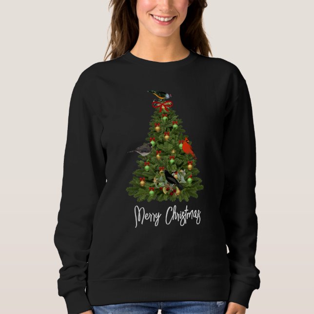Sweatshirt Arbre de Noël aux oiseaux (Devant)
