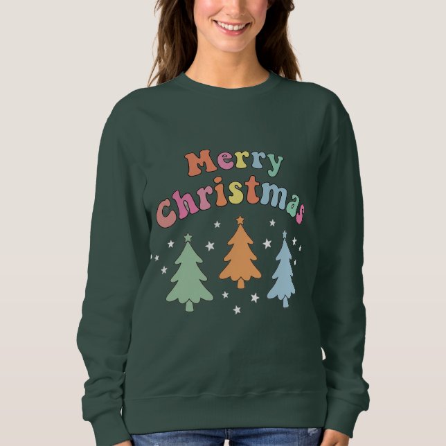 Sweatshirt Arbre de Noël coloré Joyeux Noël (Devant)
