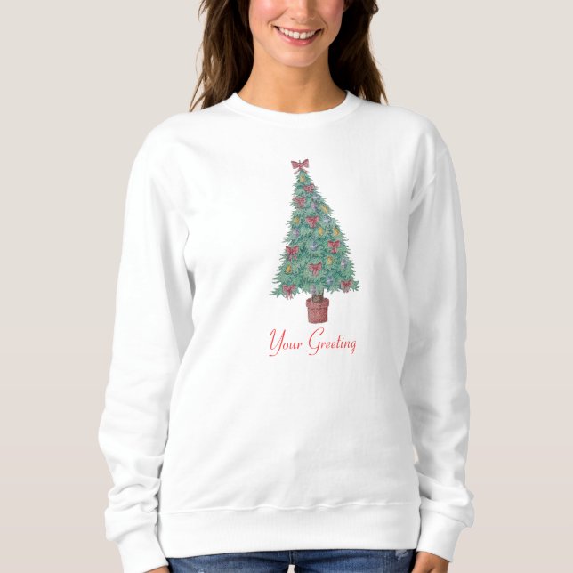 Sweatshirt Arbre de Noël décoré pour Noël (Devant)