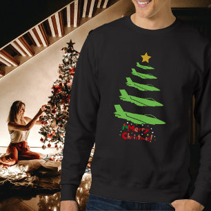 Sweatshirt Arbre de Noël des avions militaires Amusant