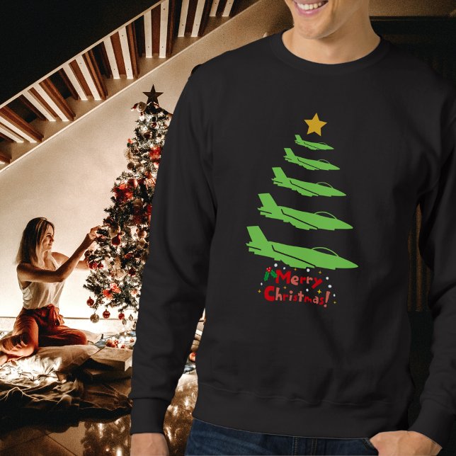 Sweatshirt Arbre de Noël des avions militaires Amusant (Créateur téléchargé)