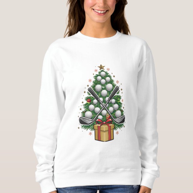 Sweatshirt Arbre de Noël Équipement de Golf Noël Golf (Devant)