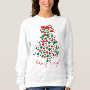 Sweatshirt Arbre de Noël Floral Coquette-Core Avec Bow