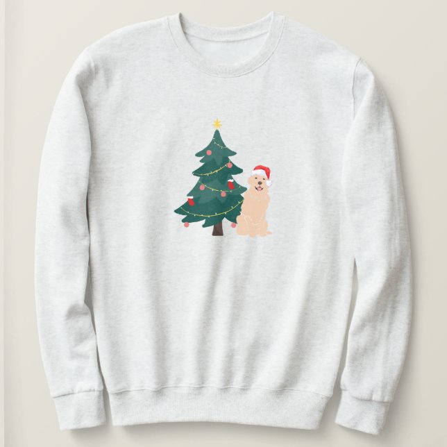 Sweatshirt Arbre de Noël Golden Retriever (Design devant)