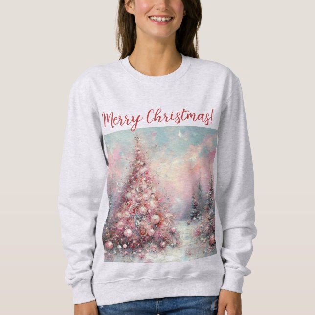 Sweatshirt Arbre de Noël impressionniste (Devant)
