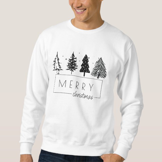 Sweatshirt Arbre de Noël minimaliste élégant (Devant)