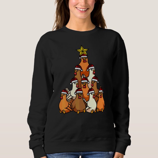 Sweatshirt Arbre de Noël Poulet Animaux de Noël Mignons (Devant)