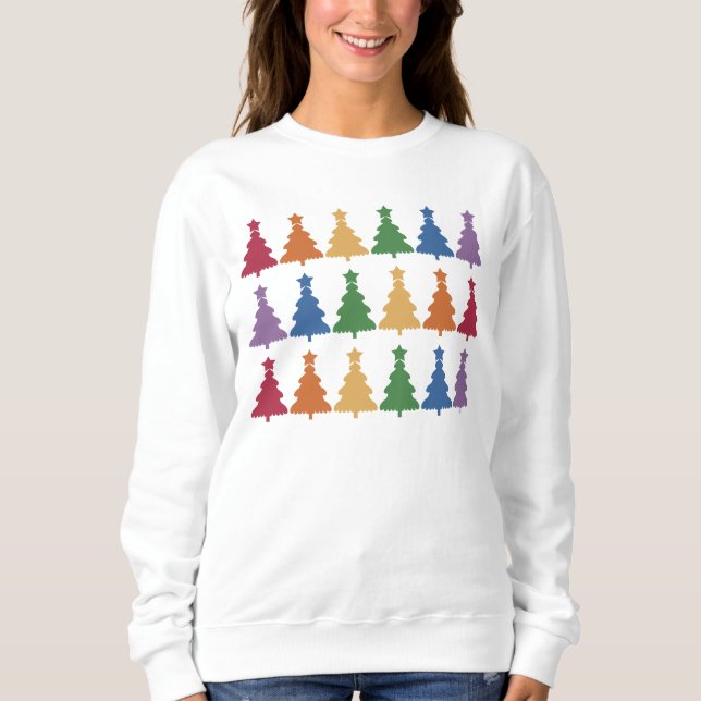 Sweatshirt Arbre de Noël Rainbow (Devant)
