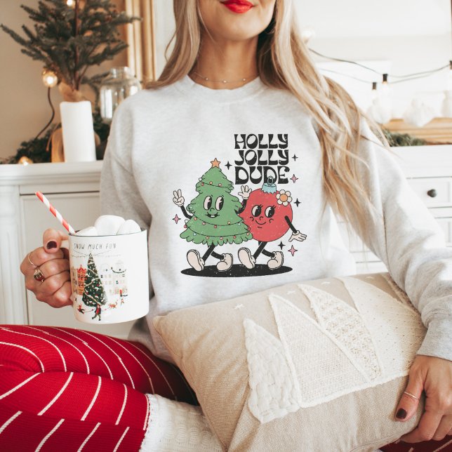 Sweatshirt Arbre de Noël Vintage Holly Jolly Dude (Créateur téléchargé)
