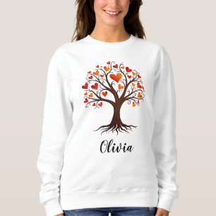 Sweatshirt Arbre de Vie avec Feuilles en forme de Cœur