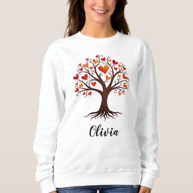 Sweatshirt Arbre de Vie avec Feuilles en forme de Cœur (Devant)