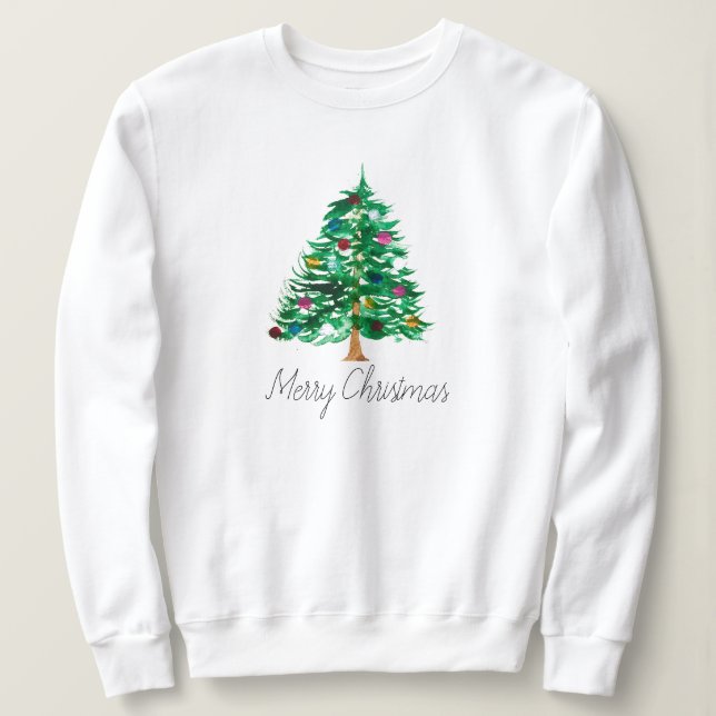 Sweatshirt Arbre d'hiver Joyeux Noël moderne Script mignon (Design devant)