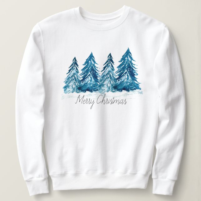 Sweatshirt Arbre d'hiver Joyeux Noël moderne Script mignon (Design devant)