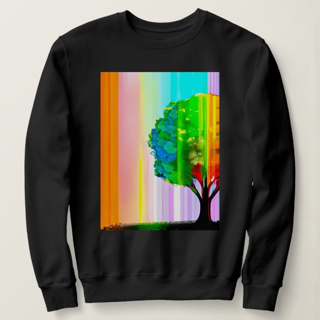 Sweatshirt Arbre et ciel de couleur arc-en-ciel (Design devant)