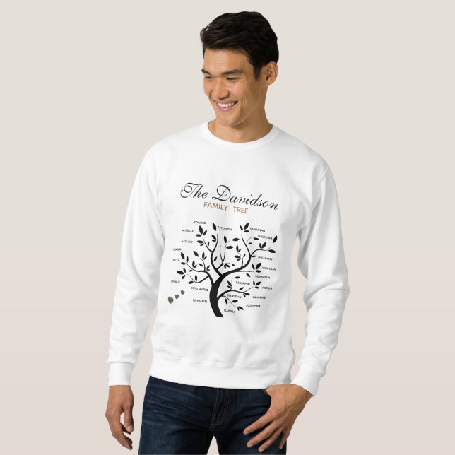 Sweatshirt Arbre généalogique personnalisé (20 noms) (Devant entier)