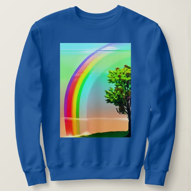 Sweatshirt Arbre vert sous arc-en-ciel (Design devant)