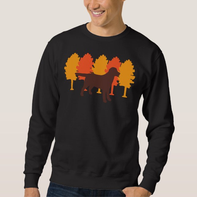 Sweatshirt Arbres d'automne Chocolat Labrador Silhouette (Devant)