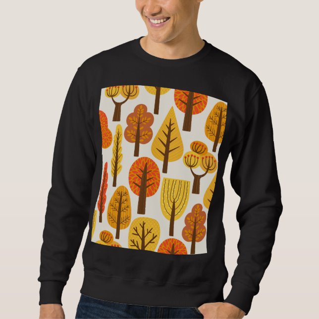 Sweatshirt Arbres d'automne, motif sans soudure. (Devant)
