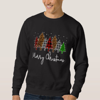 Sweatshirt Arbres de Noël gais avec imprimé léopard carreaux