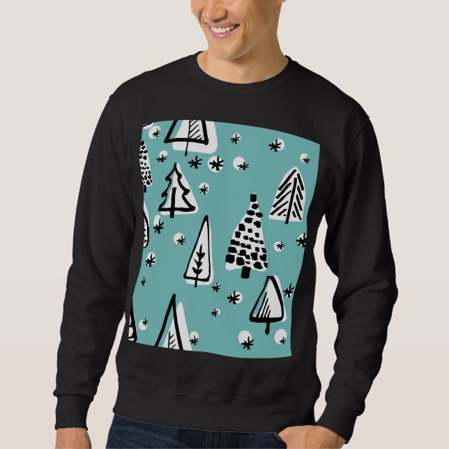 Sweatshirt Arbres de Noël scandinaves : graphismes vintages. (Devant)