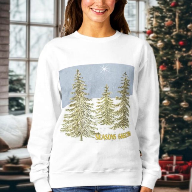 Sweatshirt Arbres du SG et Étoile (This sweatshirt has a holiday greeting on the back, for an extra, special holiday shirt to wear!)